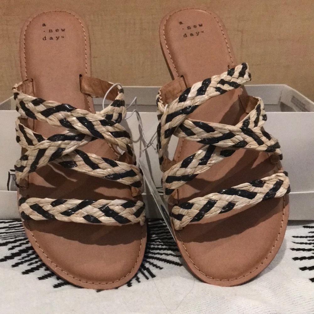 Black and Beige Sandals
